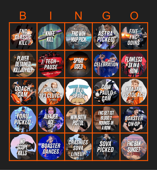 Fnatic Vs MIBR Bingo Card