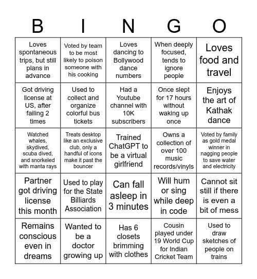 Rashmi's Card!! Bingo Card