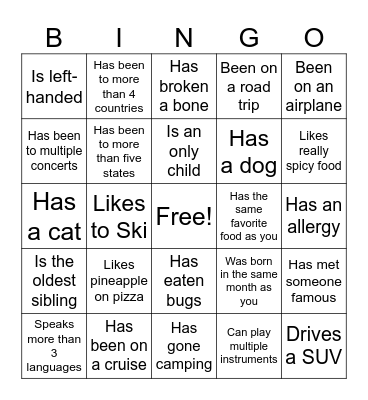 Icebreaker Bingo: Find Someone Who Bingo Card
