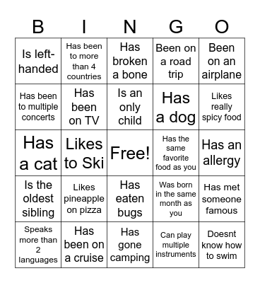 Icebreaker Bingo: Find Someone Who Bingo Card