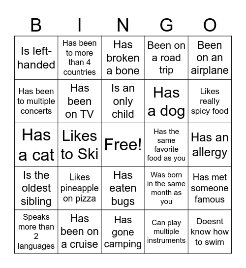 Icebreaker Bingo: Find Someone Who Bingo Card