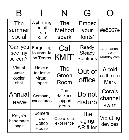 ALIAD/The Method Bingo Card