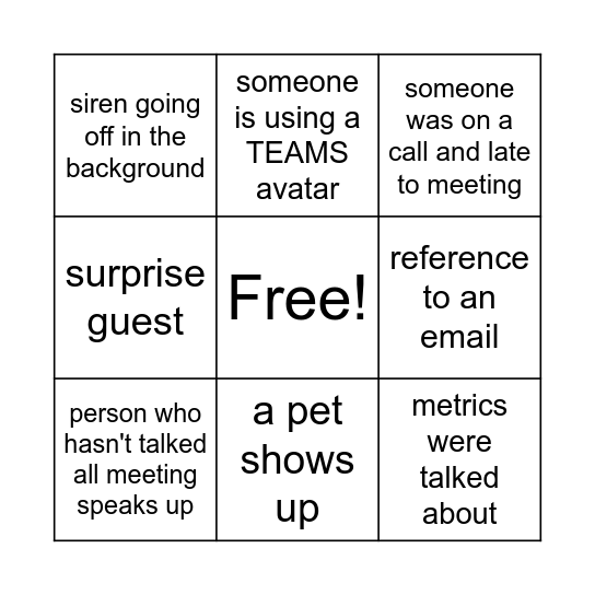 Pristine's Bingo Card