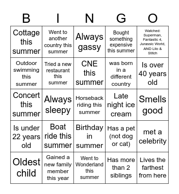 Human Bingo Card