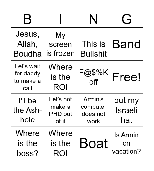 Part BL Leadership Bingo Card