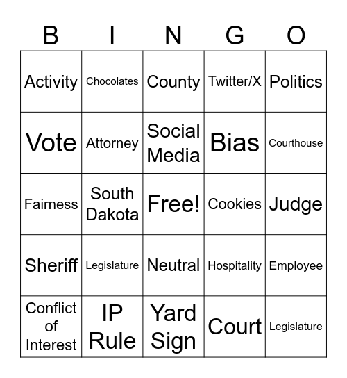 ETHICS Bingo Card