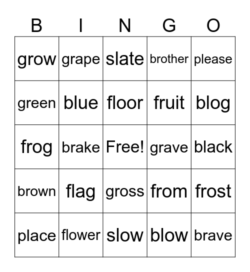 fl,gr,fr,pl,sl Bingo Card