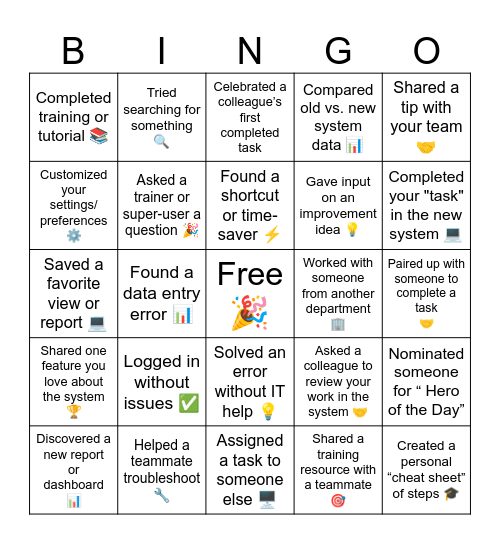 SBT-Lympics Bingo Card