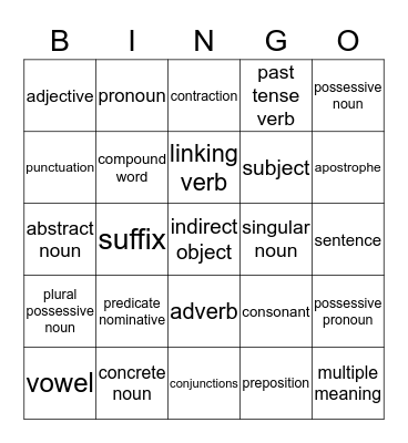 Language Exclamation/CREW Bingo Card