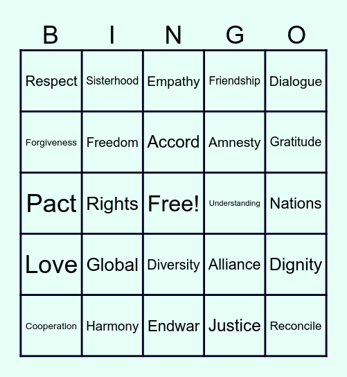Peace Connect Bingo Card