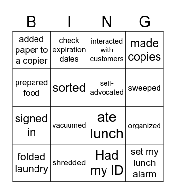 Workplace Bingo Card