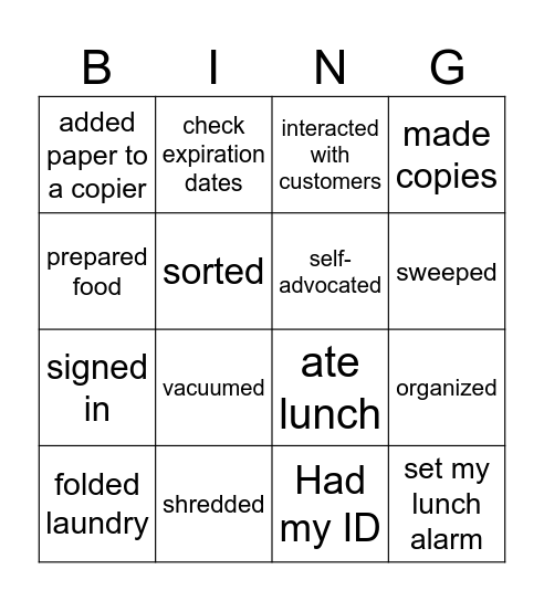 Workplace Bingo Card