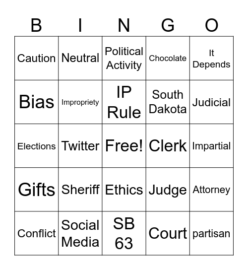 ETHICS Bingo Card