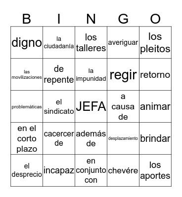 Unidad 1-Subtema#6 Bingo Card