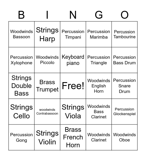 2025  CCA Orchestra Families 9 17 Bingo Card