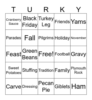 McKim & Creed Thanksgiving  Bingo Card