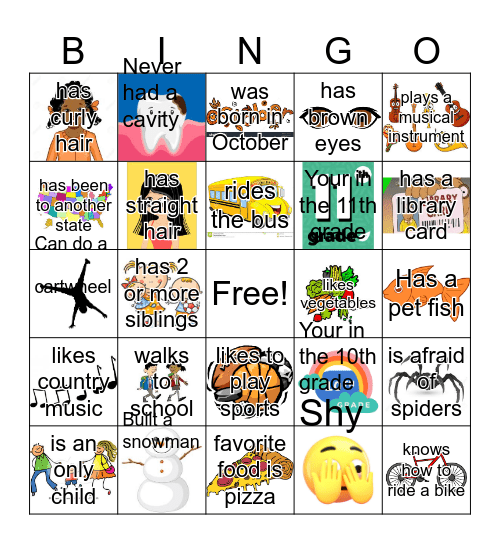 Get to know you bingo Card