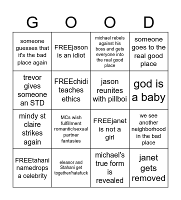THE GOOD PLACE Bingo Card