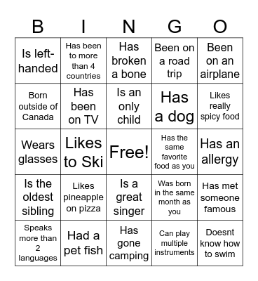 Icebreaker Bingo: Find Someone Who Bingo Card