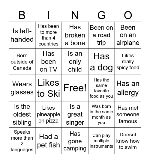 Icebreaker Bingo: Find Someone Who Bingo Card