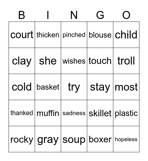3 test Bingo Card