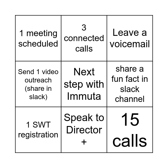SALES BLITZ Bingo Card