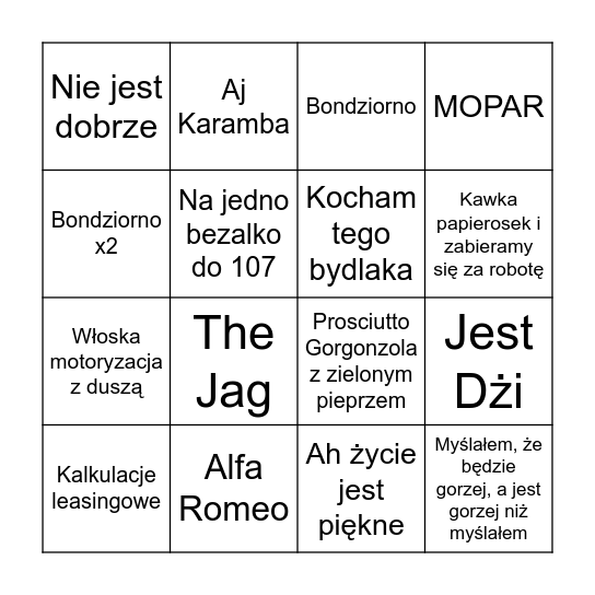 Markuszewski Bingo Card