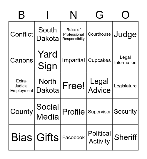 Ethics Bingo Card