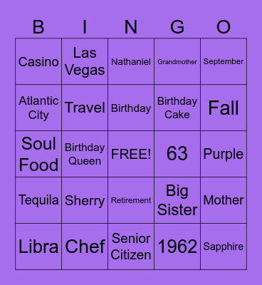 SHERRY BINGO Card