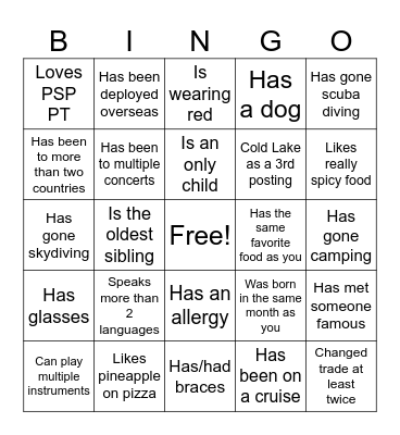 Icebreaker Bingo: Find Someone Who Bingo Card