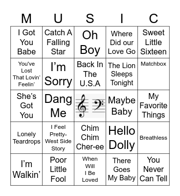 1955-1965 Bingo Card