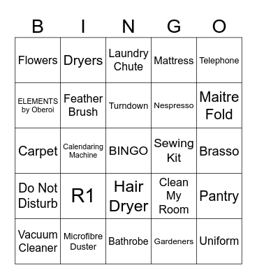 HOUSEKEEPING Bingo Card