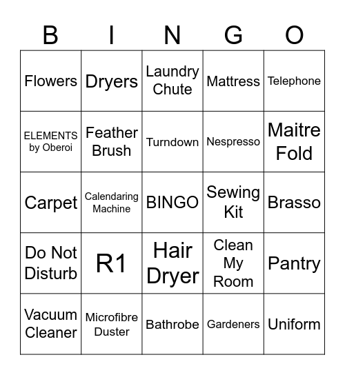 HOUSEKEEPING Bingo Card