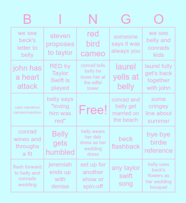 TSITP FINALE Bingo Card