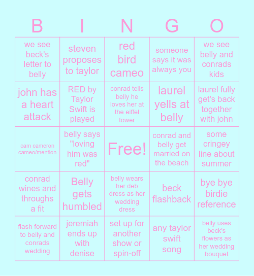 TSITP FINALE Bingo Card