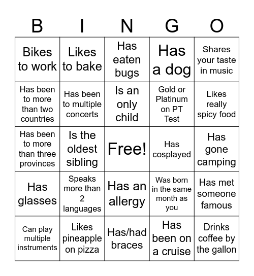 Icebreaker Bingo: Find Someone Who Bingo Card