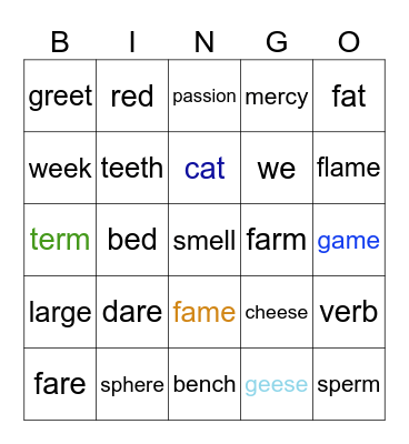 A Bingo Card