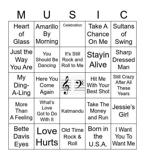 1975-1985 Bingo Card