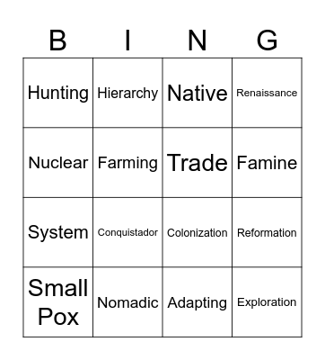 History Bingo Card