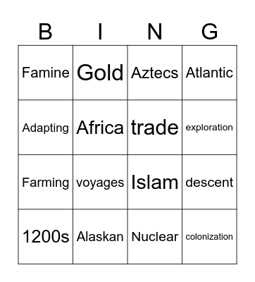 titled Bingo Card
