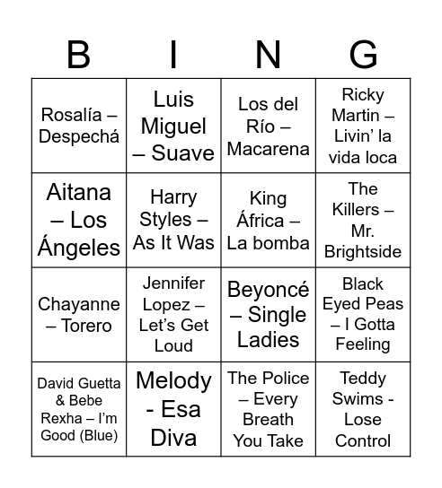 Music Bingo 50'S Birthday Bingo Card
