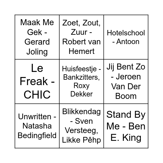 VONKEN BINGO Card