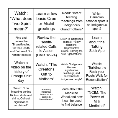 Cultural Awareness BINGO Card