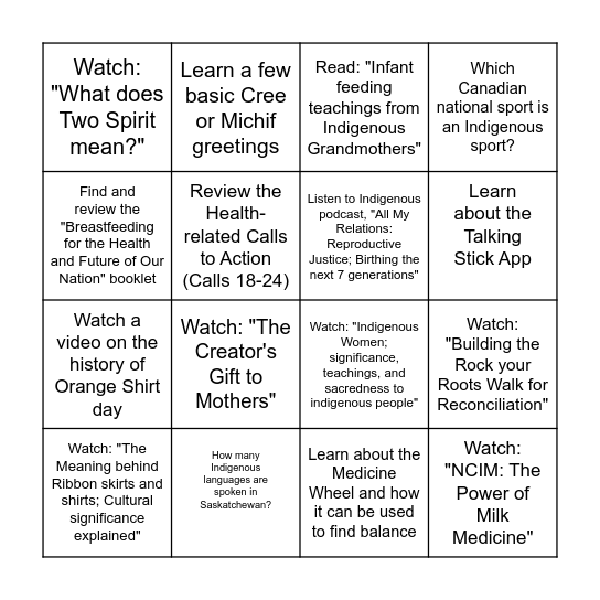 Cultural Awareness BINGO Card