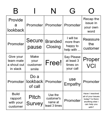 Team Pencil-Smith Bingo Card