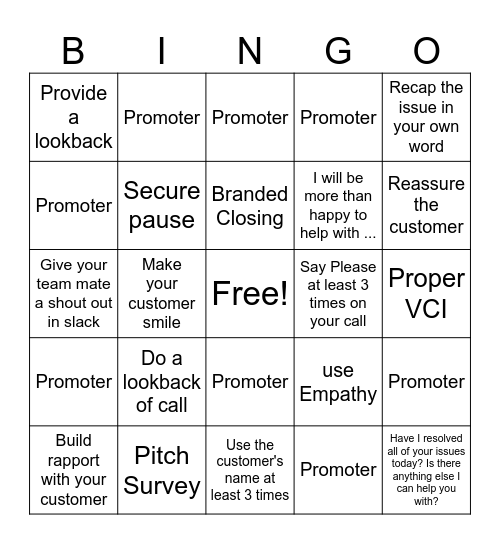 Team Pencil-Smith Bingo Card