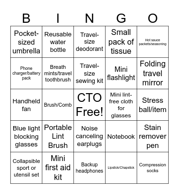 CTO Bingo - Workbag Edition Bingo Card