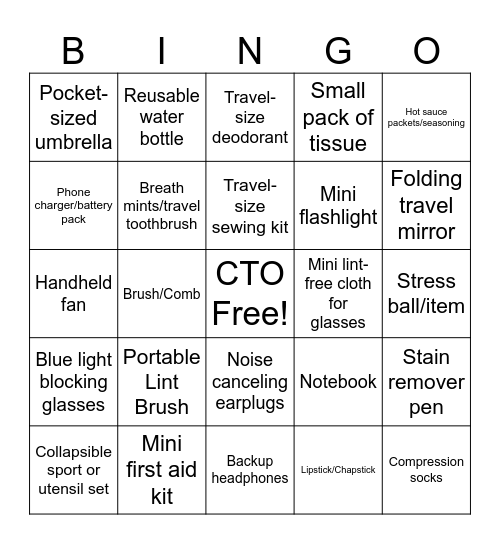 CTO Bingo - Workbag Edition Bingo Card