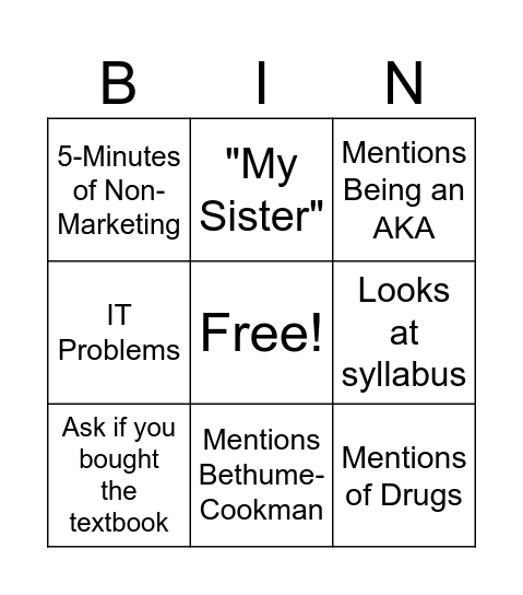 MM Bingo Card