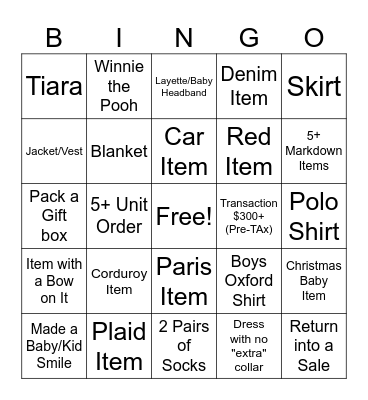Friends and Family Bingo Card